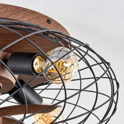 Plafonnier Wemude Brun, Noir, 4 Lumieres, Telecommandes