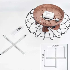 Plafonnier Wemude Brun, Noir, 4 Lumieres, Telecommandes