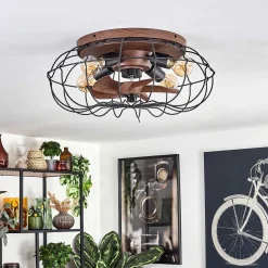 Plafonnier Wemude Brun, Noir, 4 Lumieres, Telecommandes