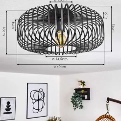 Plafonnier Wemude Noir, 1 Lumiere