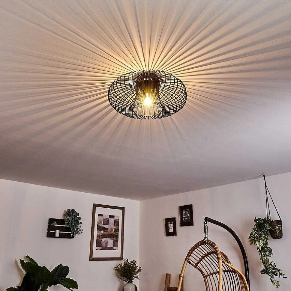 Plafonnier Wemude Noir Dore, 1 Lumiere