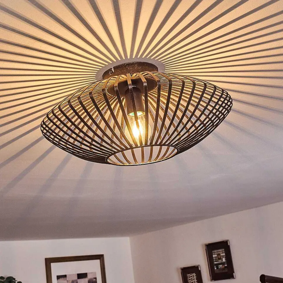 Plafonnier Wemude Noir Dore, 1 Lumiere