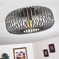 Plafonnier Wemude Noir Dore, 1 Lumiere