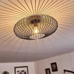 Plafonnier Wemude Noir Dore, 1 Lumiere