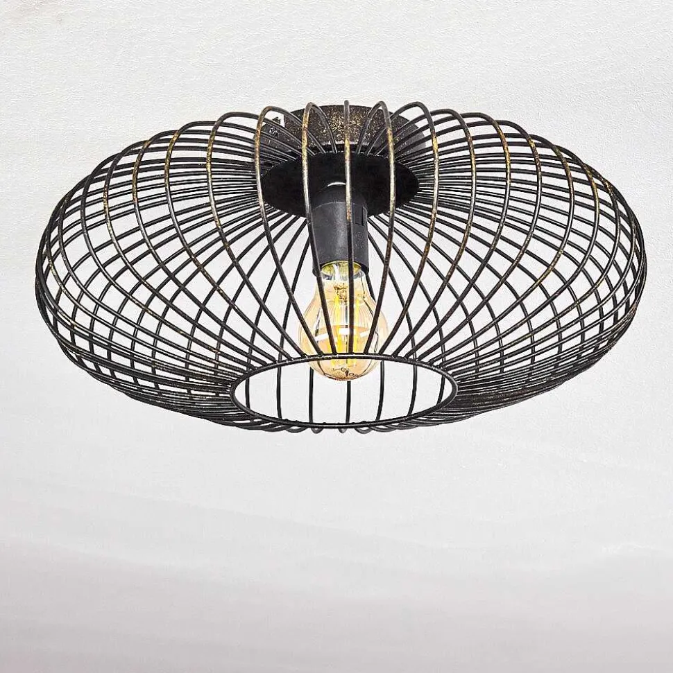 Plafonnier Wemude Noir Dore, 1 Lumiere