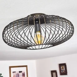 Plafonnier Wemude Noir Dore, 1 Lumiere