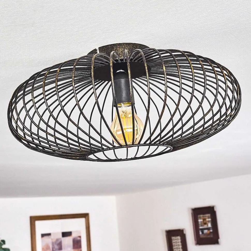 Plafonnier Wemude Noir Dore, 1 Lumiere