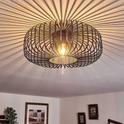 Plafonnier Wemude Noir Dore, 1 Lumiere