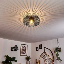 Plafonnier Wemude Noir Dore, 1 Lumiere