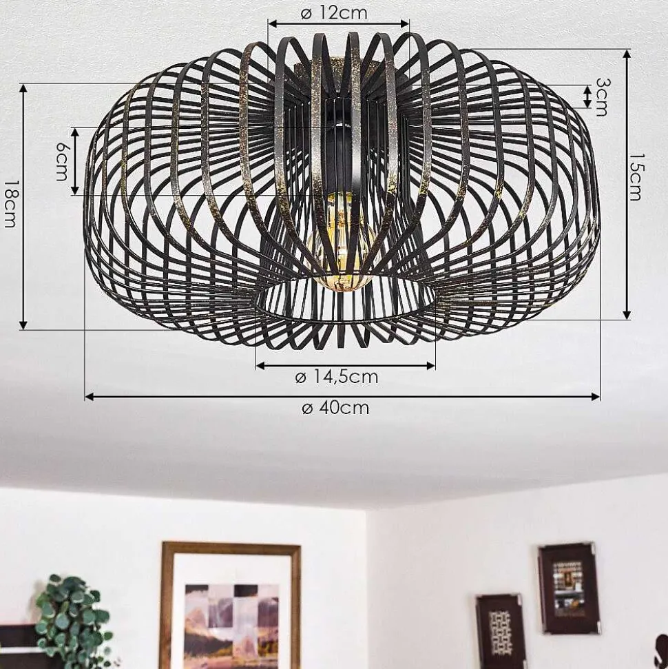 Plafonnier Wemude Noir Dore, 1 Lumiere