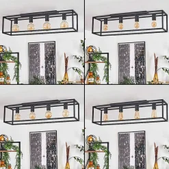 Plafonnier Wick Noir, 4 Lumieres