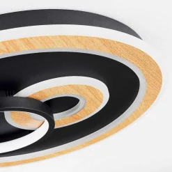 Plafonnier Xamontarupt Led Brun, Couleur Bois, Noir, 1 Lumiere, Telecommandes