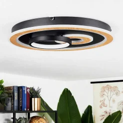 Plafonnier Xamontarupt Led Brun, Couleur Bois, Noir, 1 Lumiere, Telecommandes