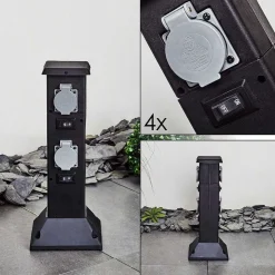 Prises Électriques D\\'Exterieur Gervais Gris, Noir