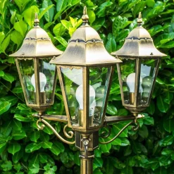 Reverbere Hong Kong Bronze Transparent, 3 Lumieres