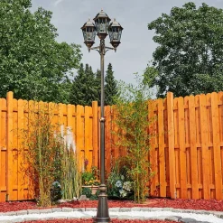 Reverbere Hongkong Or, Laiton, Transparent, 3 Lumieres