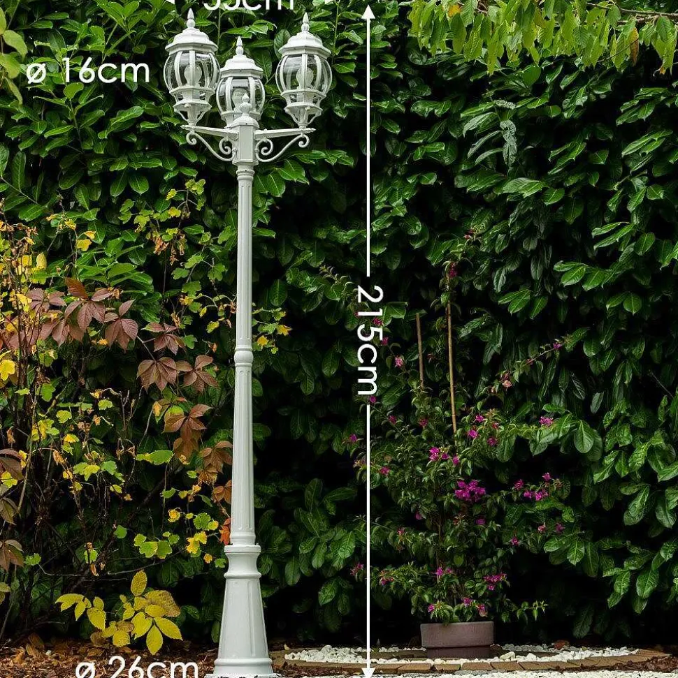 Reverbere Kobe Blanc, 3 Lumieres