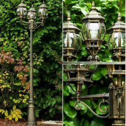 Reverbere Kobe Brun Dore, 3 Lumieres