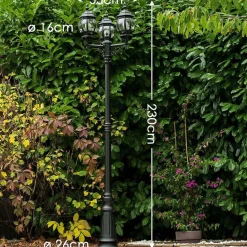 Reverbere Kobe Noir, 3 Lumieres