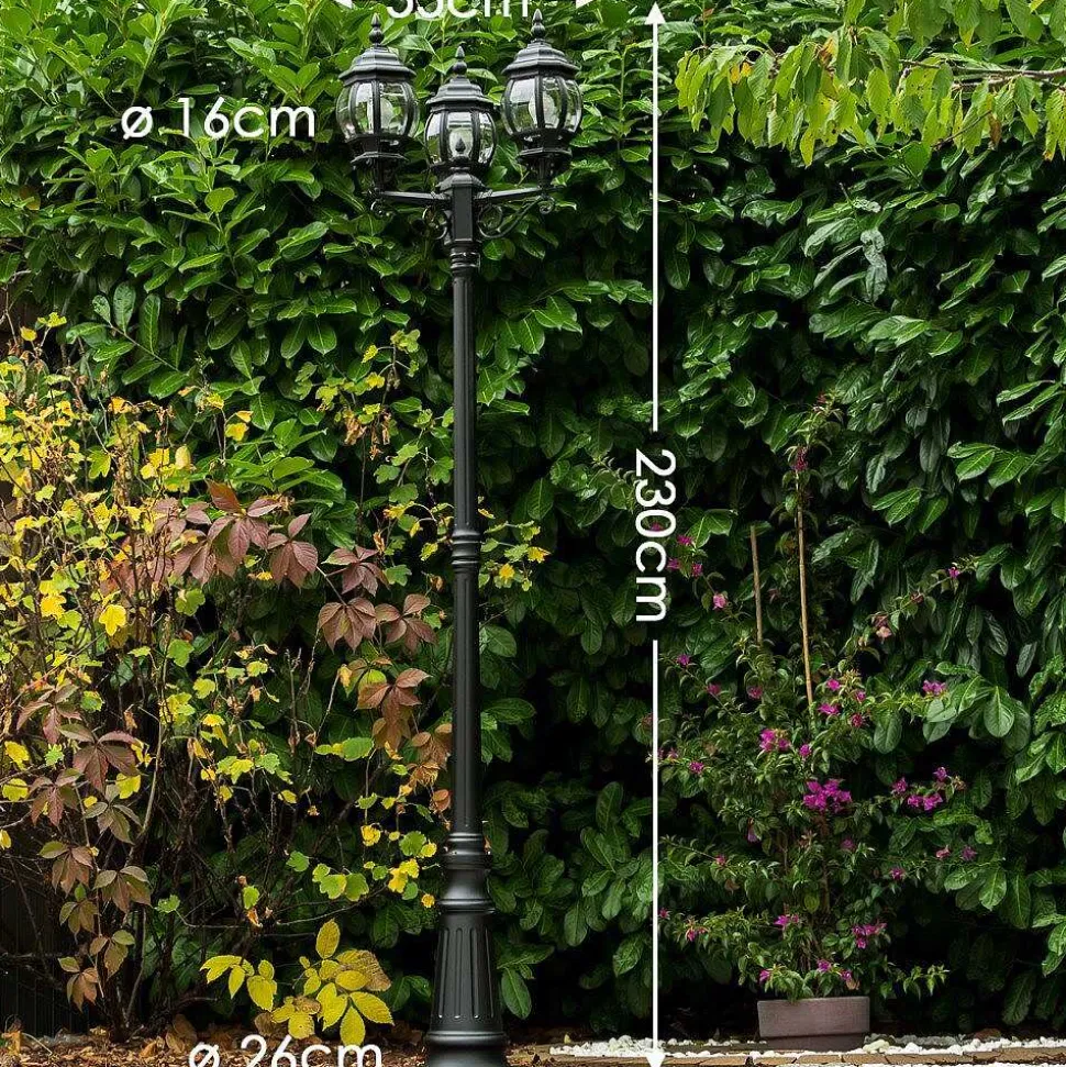 Reverbere Kobe Noir, 3 Lumieres