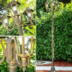 Reverbere Natal Noir Dore, 3 Lumieres