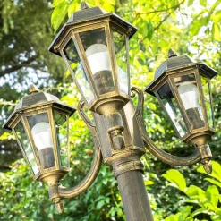 Reverbere Natal Noir Dore, 3 Lumieres