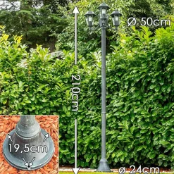 Reverbere Natal Vert, Noir, 3 Lumieres