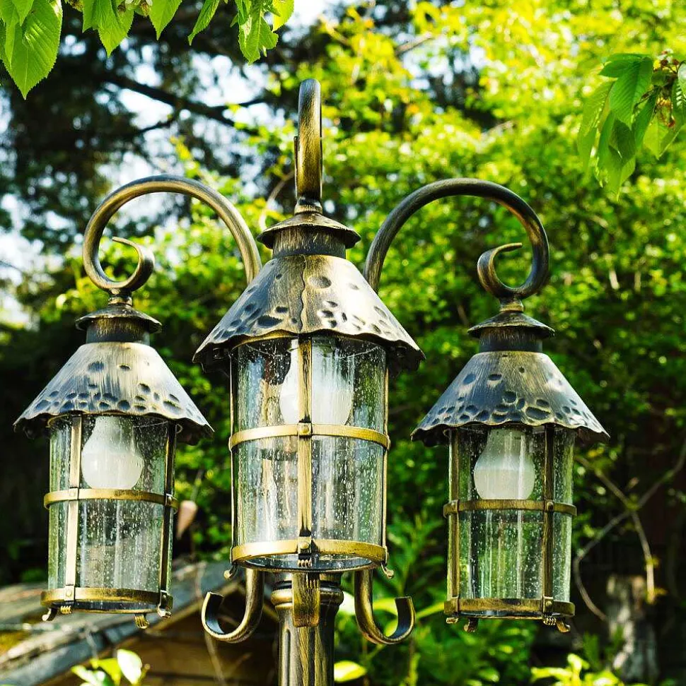 Reverbere Tolep Noir Dore, 3 Lumieres