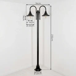 Reverbere Wissembourg Noir, 2 Lumieres