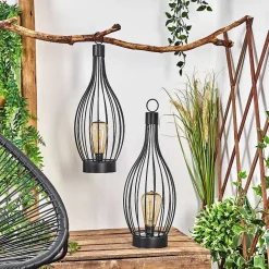 Set De Lampe De Table Solaire Quillagua Led Noir, 1 Lumiere