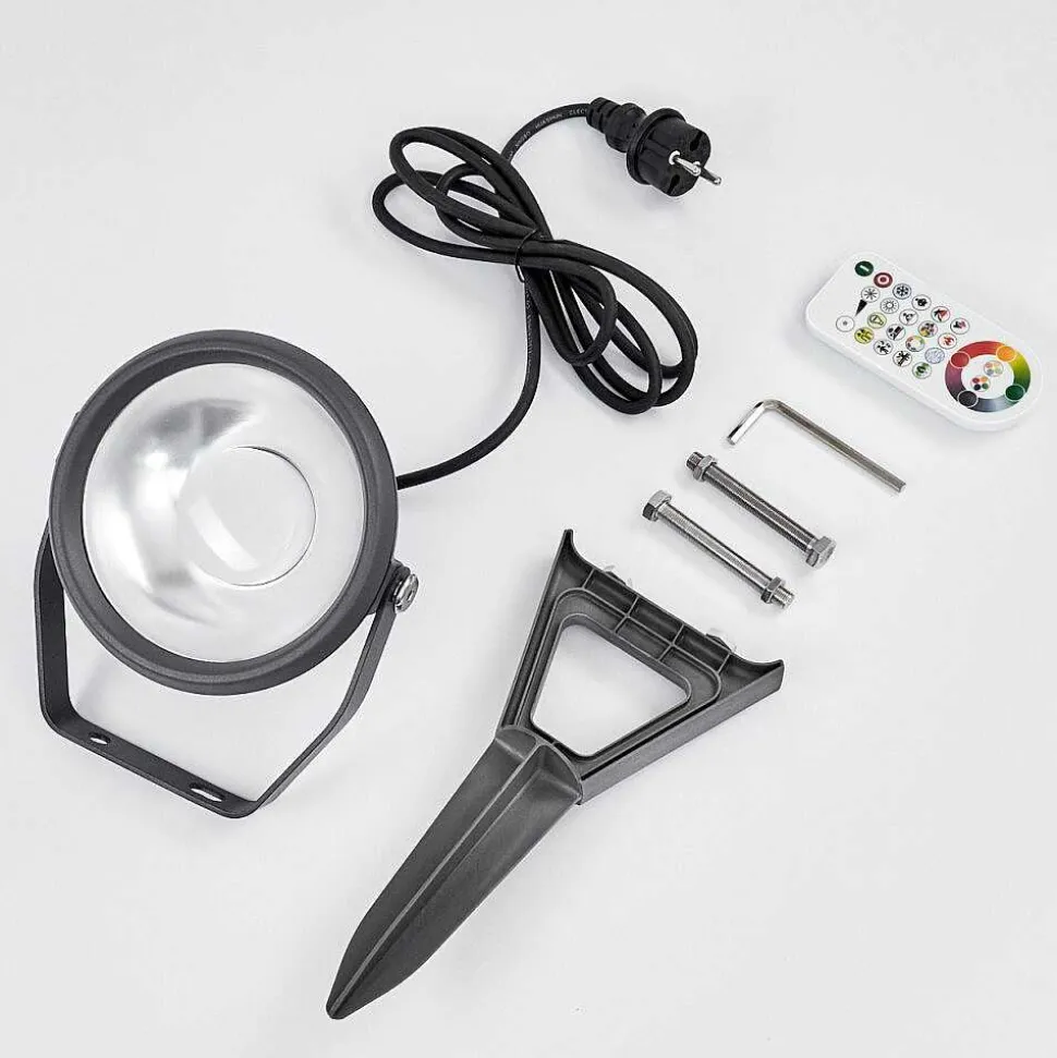 Spot De Jardin Phniet Led Noir, 1 Lumiere, Telecommandes, Changeur De Couleurs