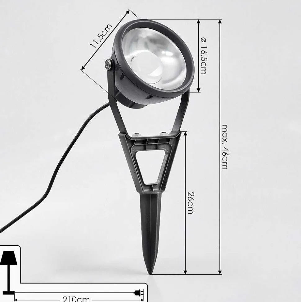 Spot De Jardin Phniet Led Noir, 1 Lumiere, Telecommandes, Changeur De Couleurs