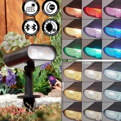 Spot De Jardin Usmagama Solar Led Noir, 1 Lumiere, Detecteur De Mouvement, Changeur De Couleurs