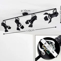 Spot De Plafond Lichinga Noir, 4 Lumieres