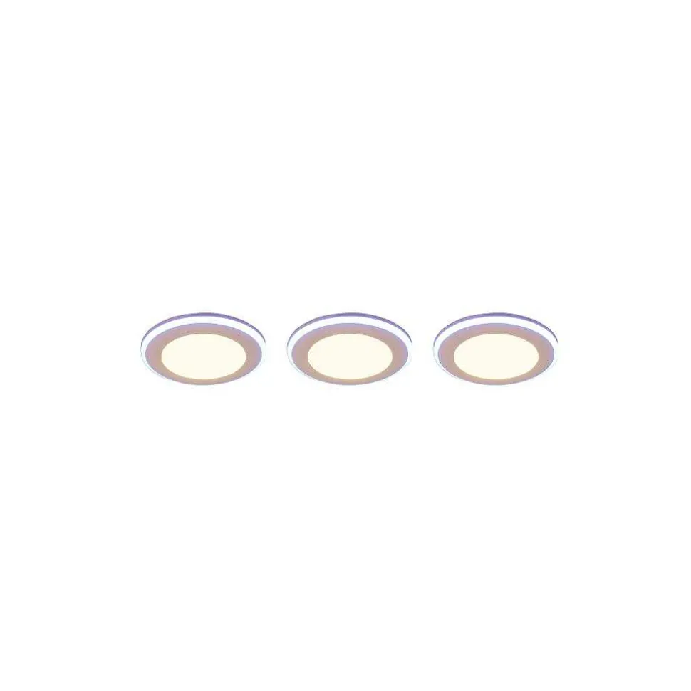 Spot Encastrable - Kit De 3 Trio Argus Led Blanc, 6 Lumieres, Telecommandes, Changeur De Couleurs