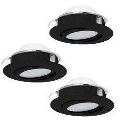Spot Encastrable Eglo Pineda Led Noir, 3 Lumieres