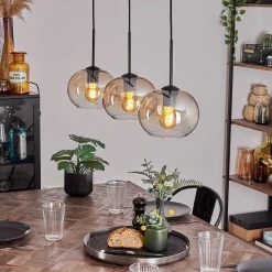 Suspension - Verre Apedo Ambre, Clair, 3 Lumieres