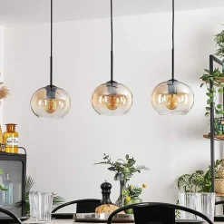 Suspension - Verre Apedo Ambre, Clair, 3 Lumieres