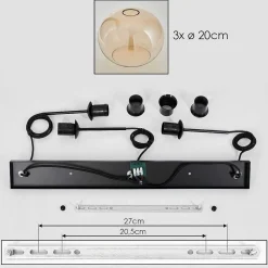 Suspension - Verre Apedo Ambre, Clair, 3 Lumieres