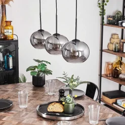 Suspension - Verre Apedo Fume, 3 Lumieres