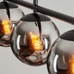 Suspension - Verre Gastor Chrome, Fume, 4 Lumieres