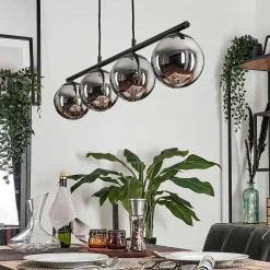 Suspension - Verre Gastor Chrome, Fume, 4 Lumieres