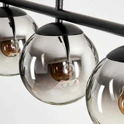 Suspension - Verre Gastor Chrome, Clair, Fume, 4 Lumieres