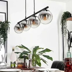 Suspension - Verre Gastor Chrome, Clair, Fume, 4 Lumieres