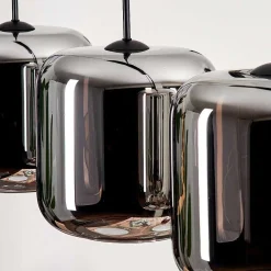 Suspension - Verre Lauden Chrome, Fume, 4 Lumieres