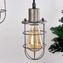 Suspension Adama Bois Fonce, Noir, 5 Lumieres