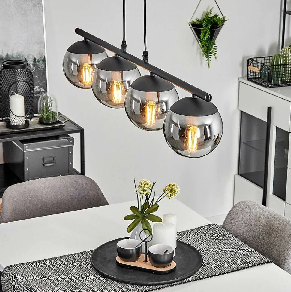 Suspension Agropoli Noir, 4 Lumieres