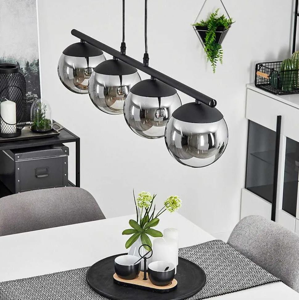 Suspension Agropoli Noir, 4 Lumieres