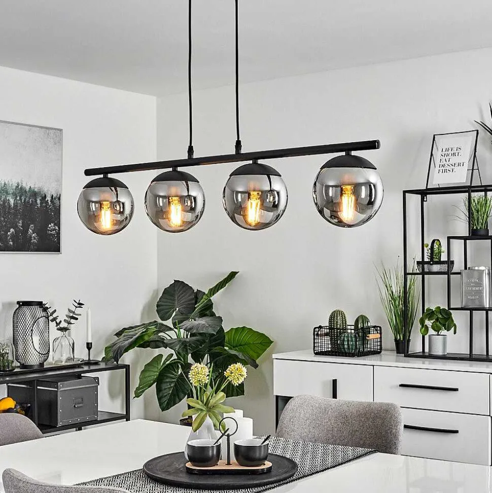 Suspension Agropoli Noir, 4 Lumieres