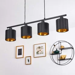 Suspension Alsen Noir, 4 Lumieres